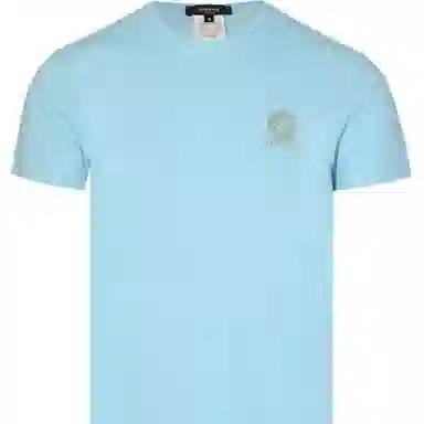 Versace Logo Print T-Shirt Light Blue