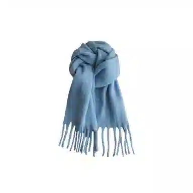 千桐 流苏基础纯色简约风冬日氛围感造型通勤加厚针织百搭 绒线围巾 男女同款情侣款