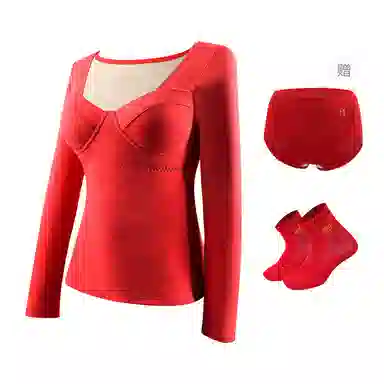 欧迪芬 本命年羊毛蚕丝加厚打底柔软蓄热升温御寒高弹保暖上装 女款