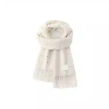 千桐 流苏彩色波点学院风冬日温暖柔软披肩加厚针织百搭 棉 绒线围巾 男女同款情侣款