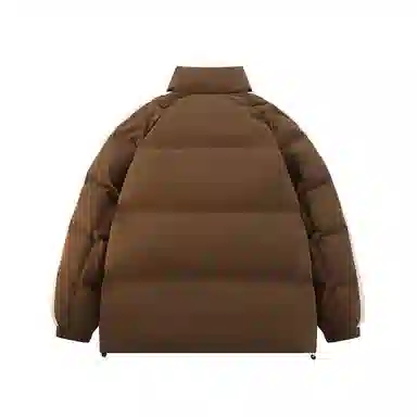 鸭鸭 美式高街复古简约字母印花宽松休闲时尚百搭户外运动舒适柔软保暖防风防寒纯色拉链立领羽绒服 男女同款