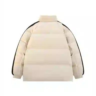 鸭鸭 美式高街复古简约字母印花宽松休闲时尚百搭户外运动舒适柔软保暖防风防寒纯色拉链立领羽绒服 男女同款