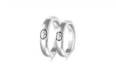 牧言 小狗小猫 萌趣森系可爱光面立体涂鸦 十二生肖狗狗猫咪紫色星星粉色爱心对戒可调节指环 合金 戒指 男女同款情侣款