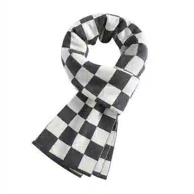 啄木鸟 纯羊毛千鸟格子保暖针织简约大气时尚英伦风 绒线围巾 男女同款情侣款