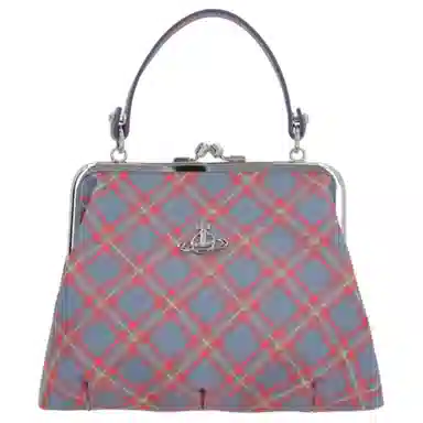 Vivienne Westwood Empress Silver Hardware PU Bag Blue Orange