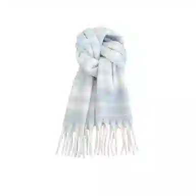 千桐 流苏浅蓝拼色条纹小清新温柔暖系晴空氛围感 涤纶、棉 绒线围巾 男女同款情侣款