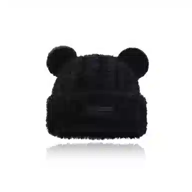 千桐 小熊耳朵毛绒套头帽可爱萌趣百搭秋冬季保暖氛围感针织帽 涤纶 绒线帽 男女同款情侣款