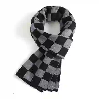 啄木鸟 纯羊毛千鸟格子保暖针织简约大气时尚英伦风 绒线围巾 男女同款情侣款