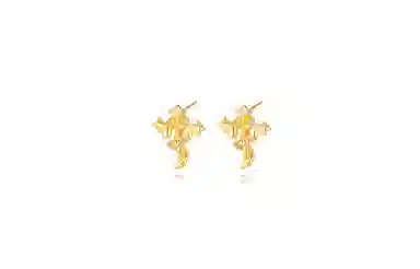 牧言 权杖灵蛇 国潮复古新中式简约小众设计高级感 光面立体十二生肖蛇形缠绕皇冠十字架耳饰 好运 合金 耳钉 女款