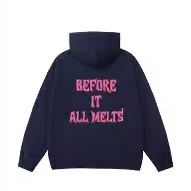 猫倜 夏日系列 旅行中的冰淇淋美式休闲重磅纯色简约印花宽松落肩款加绒加厚保暖卫衣 男女同款