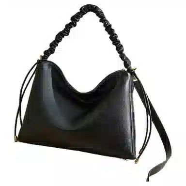 红蜻蜓 经典复古设计日常通勤不规则 牛皮拼合成革 斜挎包 常规 女款 黑色