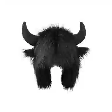 千桐 牛魔王牛角护耳帽 搞怪冬日防寒保暖 棉 涤纶 绒线帽 男女同款情侣款