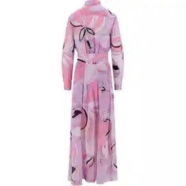 PINKO SS23 Printed Long Sleeve Dress Purple