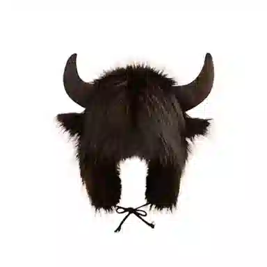千桐 牛魔王牛角护耳帽 搞怪冬日防寒保暖 棉 涤纶 绒线帽 男女同款情侣款