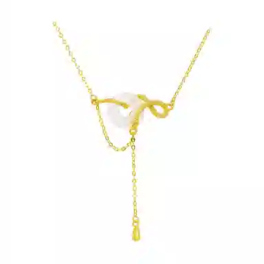 幸囍礼 【高品质】灵蛇绕玉 精致温婉高级感玉石平安扣颈饰 玉髓 项链 男女同款情侣款