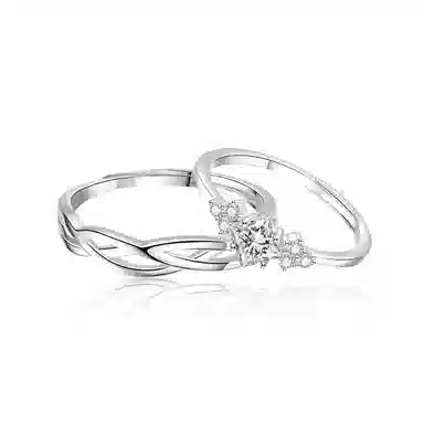 【999足银】 永恒旋律 钟爱久久对戒交织款 浪漫精致女友心动高级感 开口戒可调节 恋爱表白约会学生告白纪念日 纯银 戒指 男女同款情侣款