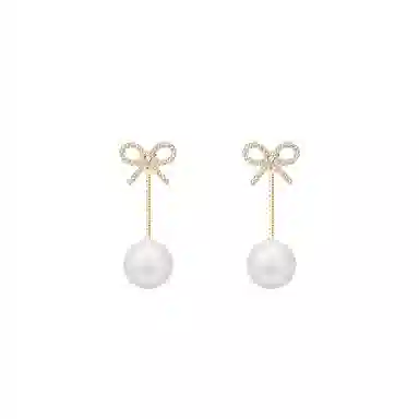 芒果饰品 适合秋天的后挂式蝴蝶流苏珍珠独特轻奢高级感 铜 耳环 女款