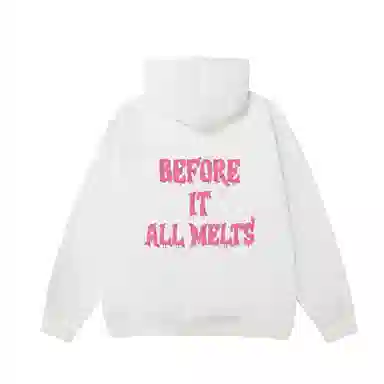 猫倜 夏日系列 旅行中的冰淇淋美式休闲重磅纯色简约印花宽松落肩款加绒加厚保暖卫衣 男女同款