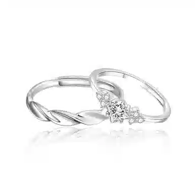 【999足银】 永恒旋律 钟爱久久系列初恋对戒 浪漫精致女友心动高级感 开口戒可调节 恋爱表白约会学生告白纪念日 纯银 戒指 男女同款情侣款