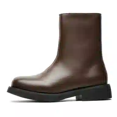 威世米邦 厚底小众高级感美式复古侧拉链 短靴 男女同款 棕色