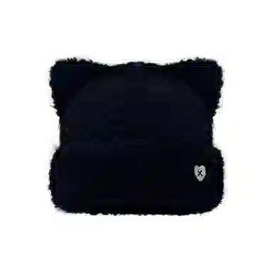 千桐 可爱猫耳爱心标 冬日保暖少女可爱萌系 小蛋糕 聚酯纤维 毛绒帽 男女同款情侣款