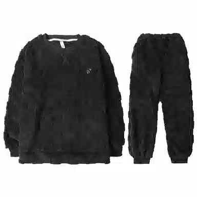 兰缪 加厚保暖简约长袖长裤家居服睡衣套装 男款 深灰色