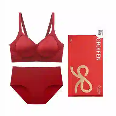 欧迪芬 简约聚拢上托本命年无痕防下垂收副乳内衣裤礼盒 女款