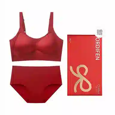 欧迪芬 简约聚拢上托本命年无痕防下垂收副乳内衣裤礼盒 女款