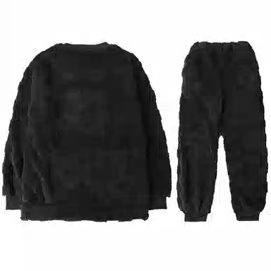 兰缪 加厚保暖简约长袖长裤家居服睡衣套装 男款 深灰色