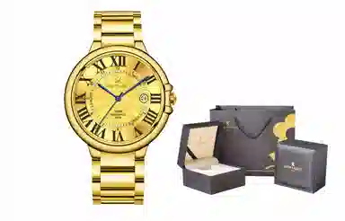 梦特娇 法国巴黎轻奢品牌 男款腕表经典商务简约 手表 金表 学生 爸爸父亲 职场人员 礼袋礼盒装 石英机芯 精钢表带 男女同款 金色表盘