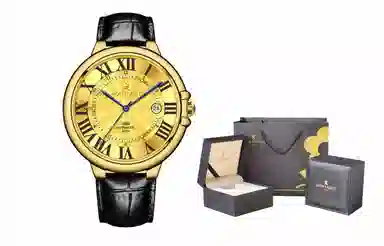 梦特娇 法国巴黎轻奢品牌 男款腕表经典商务简约 手表 金表 学生 爸爸父亲 职场人员 礼袋礼盒装 石英机芯 精钢表带 男女同款 金色表盘