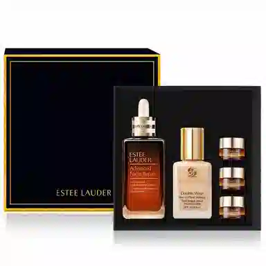 雅诗兰黛 小棕瓶精华眼霜粉底液护肤三件套 修护液深层滋润紧致淡化细纹保湿油皮亲妈持久不脱妆紧致改善眼部暗沉专柜礼盒