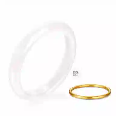庆大福 白月光系列 新中式国潮风小众个性设计复古精致轻奢高级感招财好运 玉髓 手镯 女款