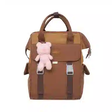 轩玺 日系校园简约百搭 尼龙 双肩包 男女同款情侣款 黑色/棕色/粉色/紫色/卡其色