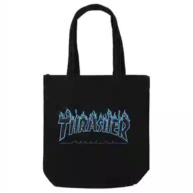Thrasher Flame Logo Tote Bag Black Purple