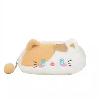 轩玺 卡通可爱甜美简约 毛绒拼涤纶 零钱包 女款 米色/粉色