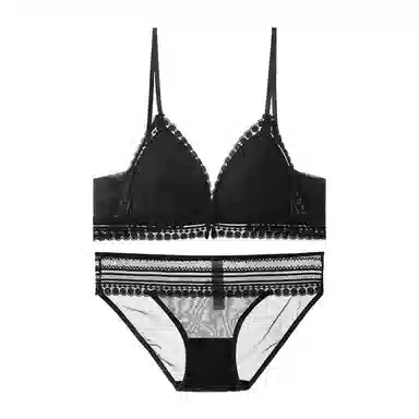 内在密码 前扣美背女士低胸薄款小胸专属性感纯欲蕾丝法式三角杯内衣裤套装 女款