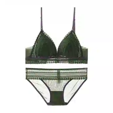 内在密码 前扣美背女士低胸薄款小胸专属性感纯欲蕾丝法式三角杯内衣裤套装 女款