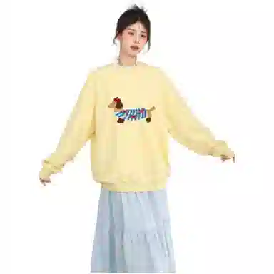 柏黛妃 圆领长袖套头韩系长袖卫衣 女款 黄色