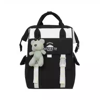 轩玺 日系校园简约百搭 尼龙 双肩包 男女同款情侣款 黑色/棕色/粉色/紫色/卡其色