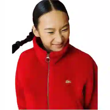 Lacoste SS25 Crocodile Embroidered Fleece Jacket Red