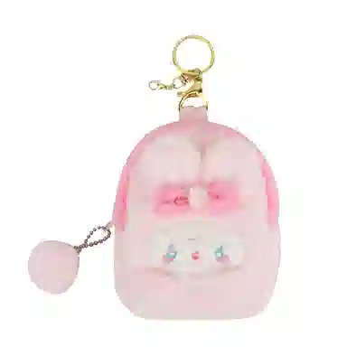 轩玺 卡通可爱甜美简约 毛绒拼涤纶 零钱包 女款 米色/粉色