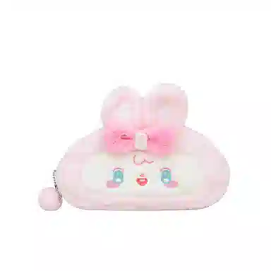 轩玺 卡通可爱甜美简约 毛绒拼涤纶 零钱包 女款 米色/粉色