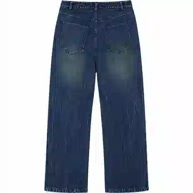 PSO Brand Washed Loose Straight Jeans