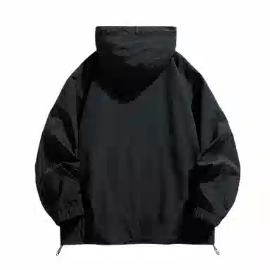 美式高街户外纯色宽松连帽套头袋鼠袋下摆防风弹力扣长袖夹克外套 男女同款