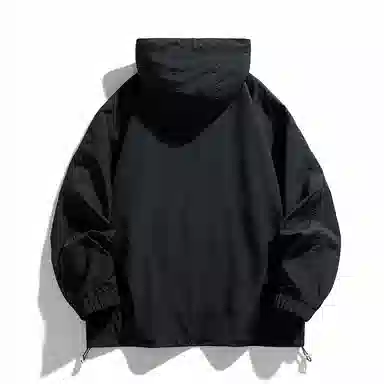 美式高街户外纯色宽松连帽套头袋鼠袋下摆防风弹力扣长袖夹克外套 男女同款