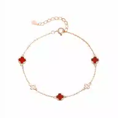 中国珠宝 四叶草手饰 只为遇见你 精致轻奢高级感 简约日常 优雅倾心 只为你一眼钟情 玛瑙 手链 女款