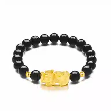 曼卡龙 貔貅黑玉髓 银 手串 男女同款情侣款