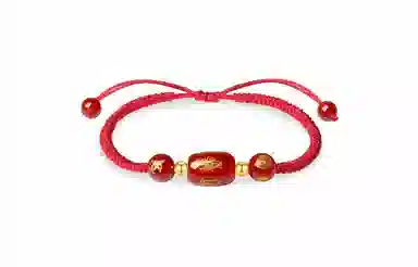 中国珠宝 转运珠红绳 新中式国潮精致优雅时尚简约百搭小众设计感本命年手工 玛瑙 玉石手链 女款