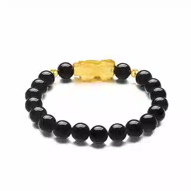 曼卡龙 貔貅黑玉髓 银 手串 男女同款情侣款